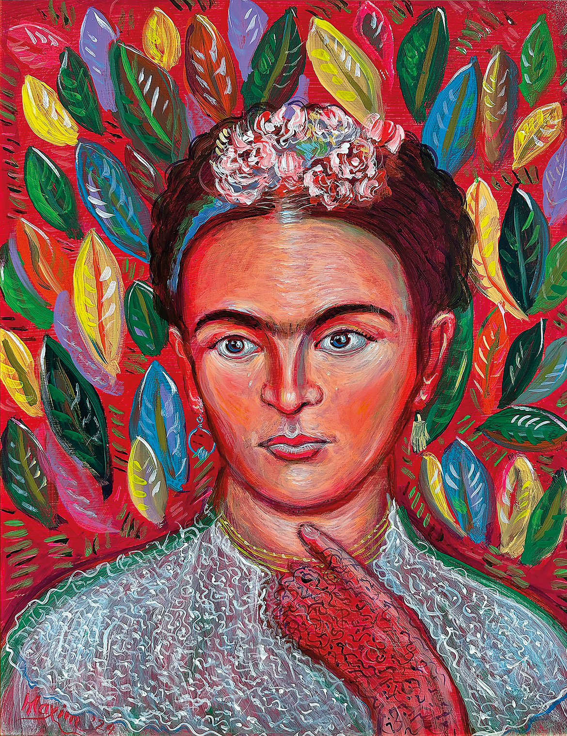 Frida Kahlo in Red: Un Lienzo de Vida y Legado